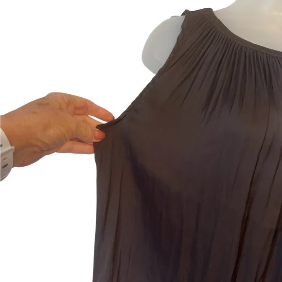 LOFT Women's Elegant Chocolate Brown Sleeveless Blouse LARGE      #X - Picture 3 of 7